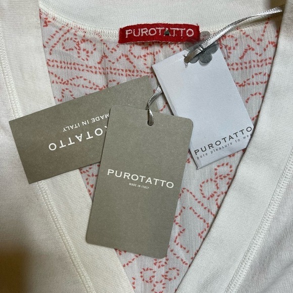 NWT Purotatto Ivory Cardigan Lightweight Sweater Maglia Con Stampa Large Italy - Picture 6 of 16